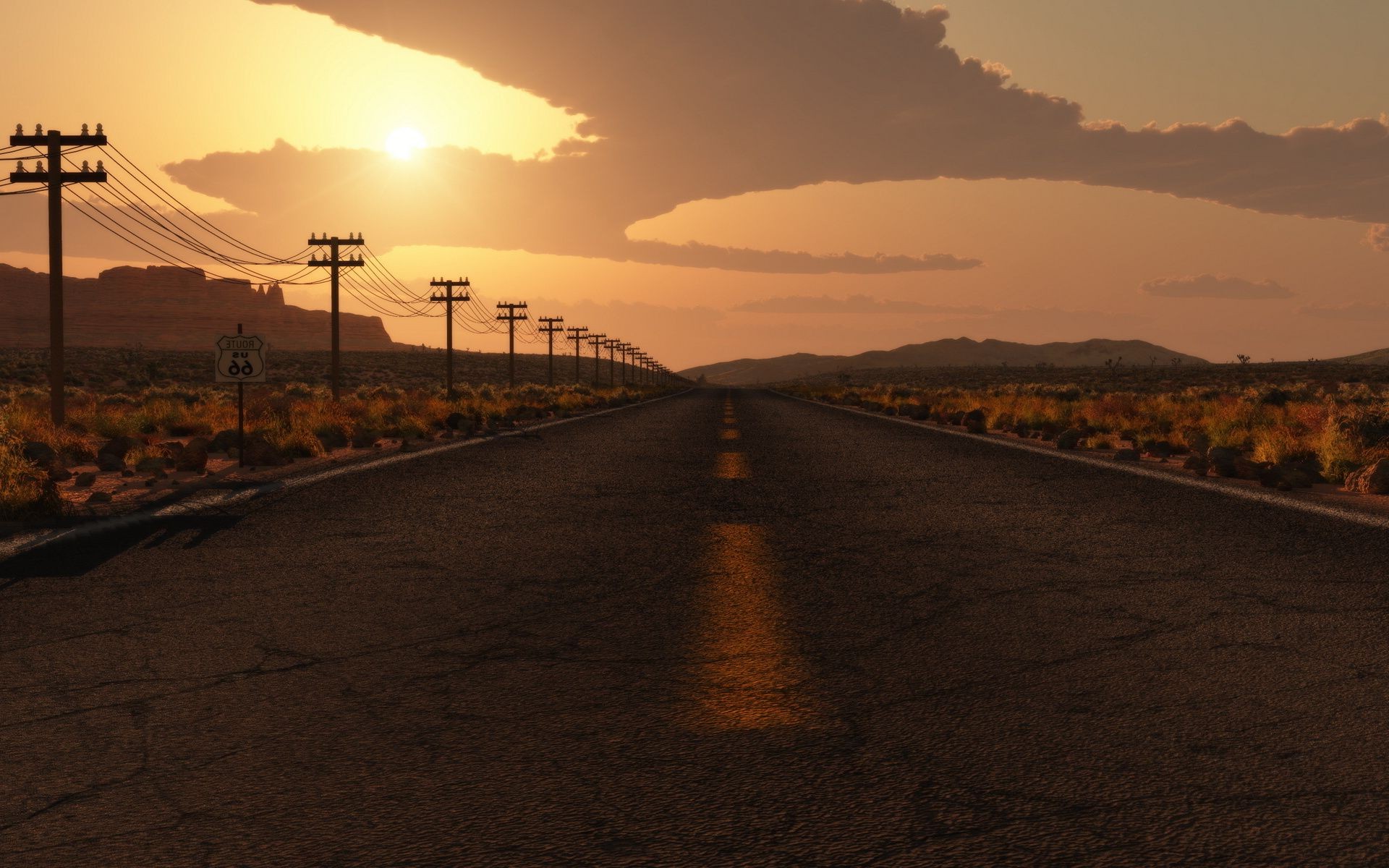 road sunset dawn evening landscape travel dusk sky sun light transportation system beach desert highway street