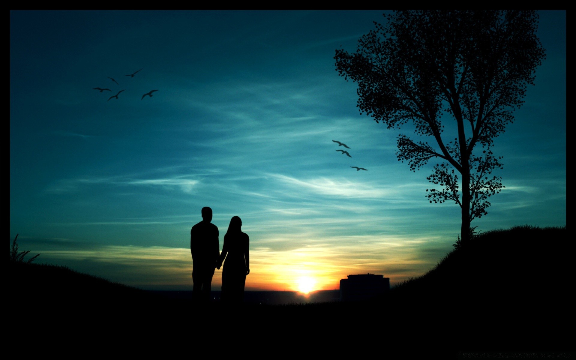 cuori tramonto sagoma alba sole paesaggio sera illuminato cielo crepuscolo albero natura luce ombra spiaggia