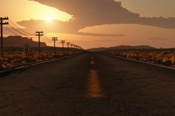 La carretera en el camino a ninguna parte la pista en medio del desierto