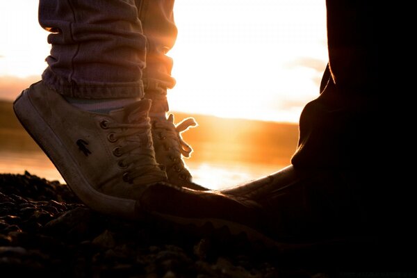 Lovers outdoors at sunset