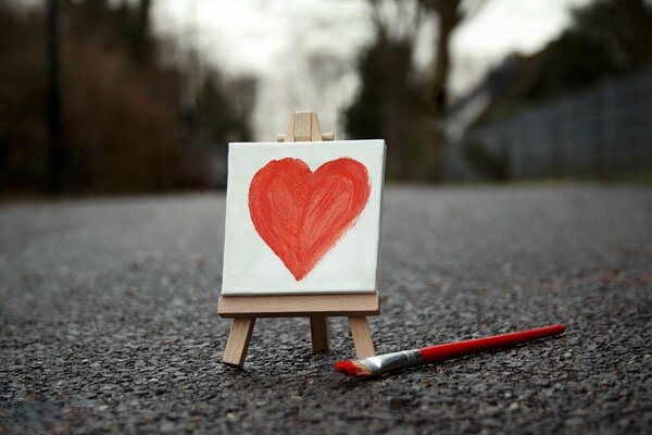 A heart on an easel in the gray of days