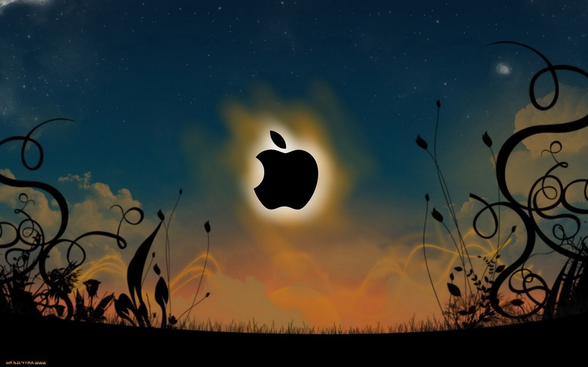 apple moon silhouette desktop sky nature dark sun