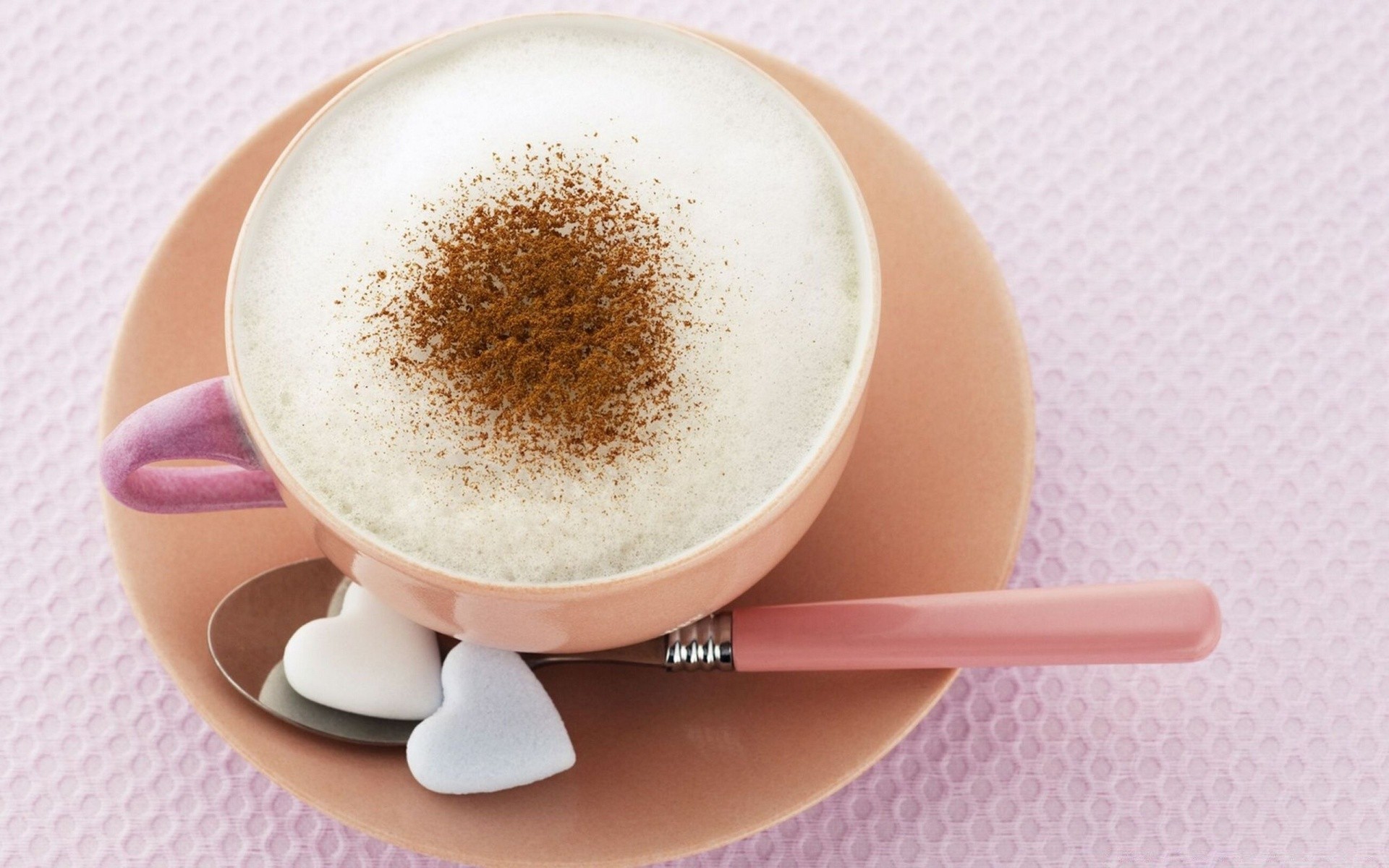 hearts coffee foam breakfast espresso cup hot cappuccino drink dawn caffeine food sugar milk spoon perfume mug wood table