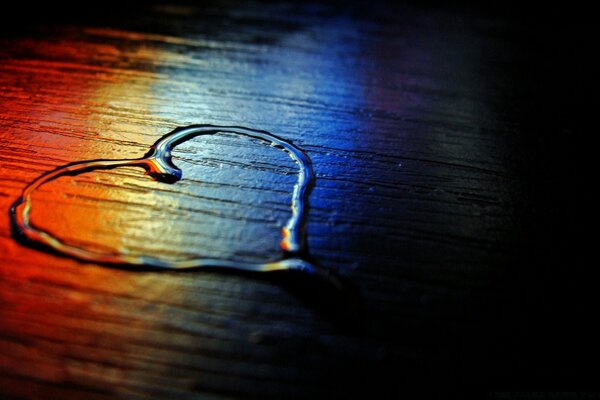 Heart on the countertop with a woody texture