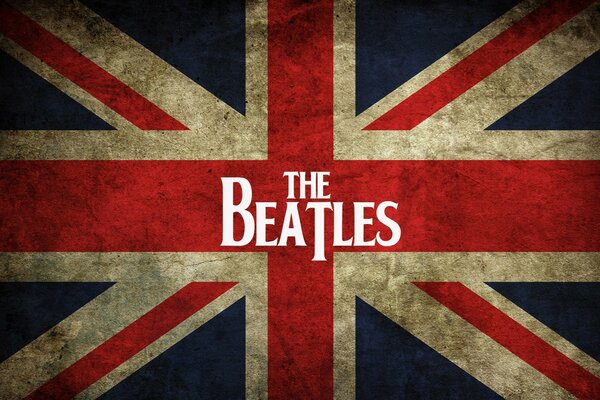 British flag with Beatles symbols