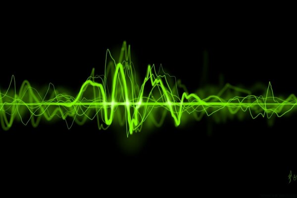 Sound waves design in green light