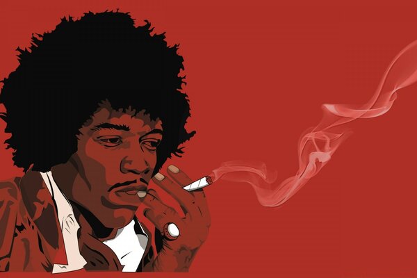 Un afro-américain pensif fume une cigarette