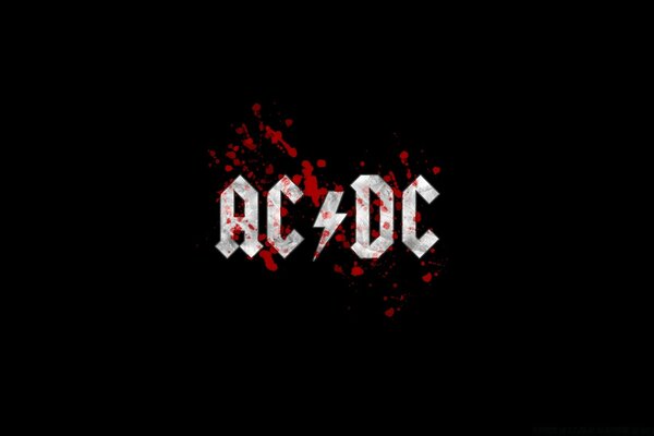 AC/DC-Bandlogo auf schwarzem Hintergrund