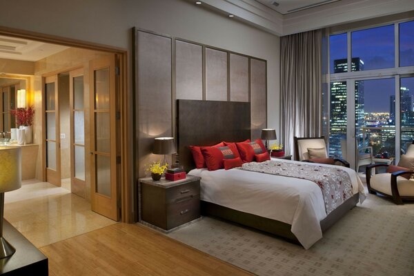 El dormitorio de la Suite presidencial en el hotel de nueva York
