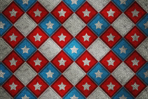 Ornament of red-white-blue squares and stars