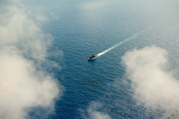 Photo of a military boat from a height