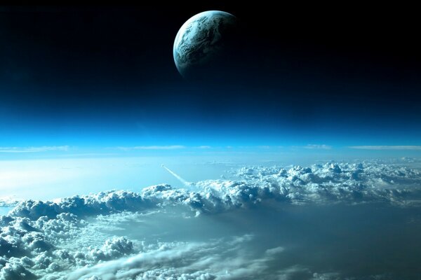 View from planet earth to the moon