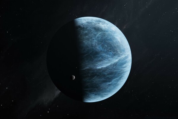 A blue planet in the dark of night