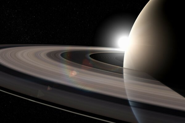 A planet with rings on a black background