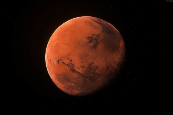 The red planet Mars in space