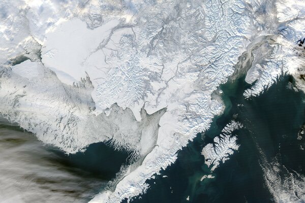 Superfície gelada da terra vinda do espaço