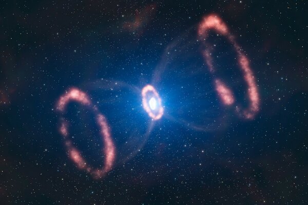 Dos galaxias en el espacio. Estrellas brillantes