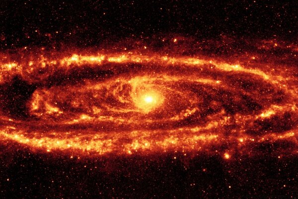 Eine rote Flamme brennende Galaxie