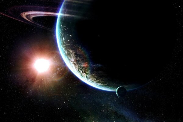 Sunlight illuminates the planet