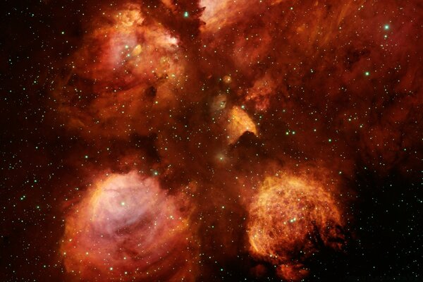 Galactic red nebula with stars