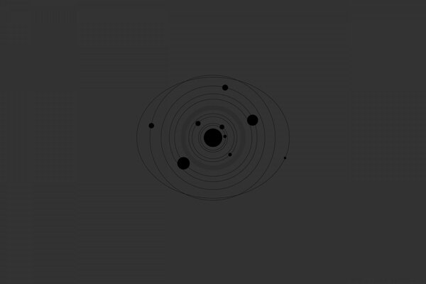 Diagramm des Sonnensystems auf grauem Hintergrund