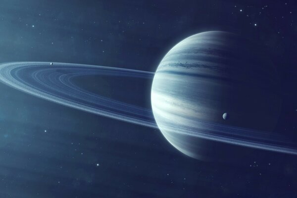 Saturno con anelli nello spazio