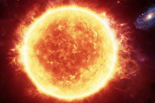 El sol ardiente en el espacio exterior