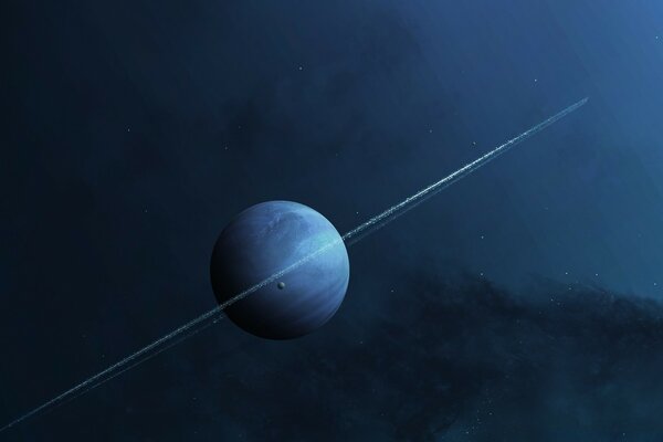 Синий космос с одинокой планетой