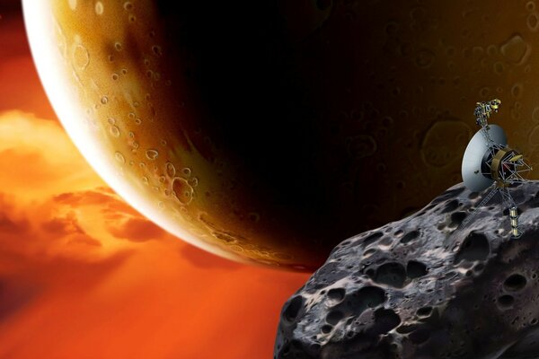 Gezegen ve asteroit. Uzay aracı nesneleri izliyor