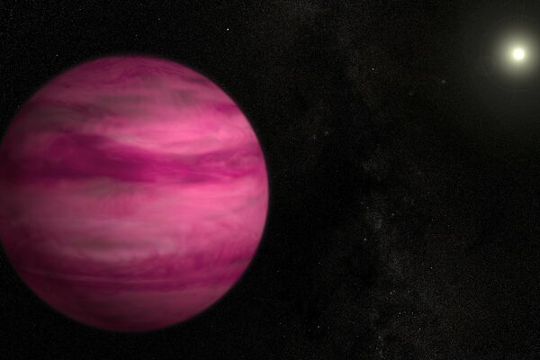 Riesiger rosa Planet auf dunklem Hintergrund