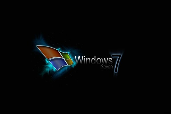 Windows windows7 Seven auf schwarzem Hintergrund