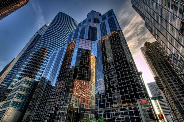 Architecture of the city office in a skyscraper