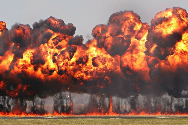 The fiery cloud is smaller than the explosion. Smoke from the fire