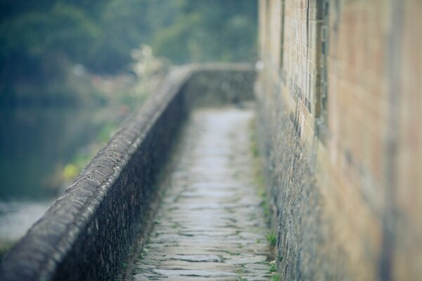 An ancient road ending in fog