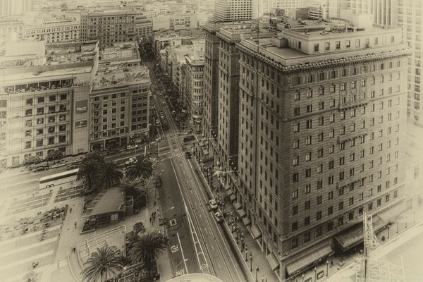 An old snapshot of city skyscrapers