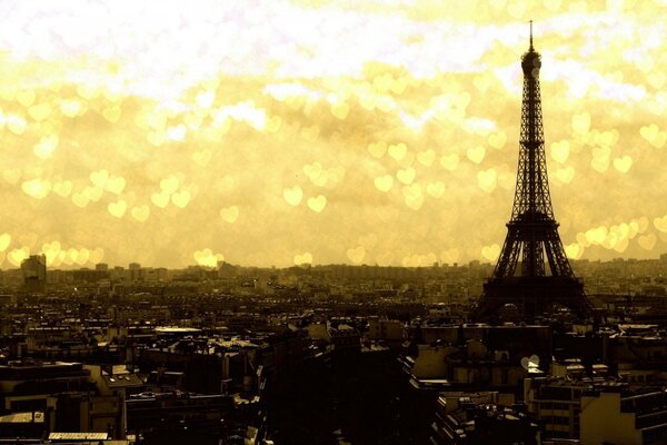 Eiffel Tower on the background of Paris