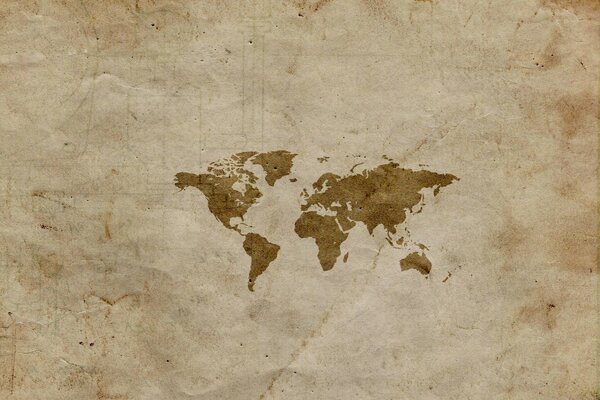 Vintage world map on paper