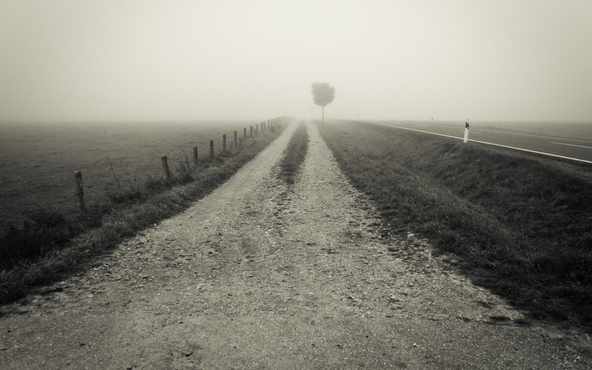 vintage paisaje carretera niebla amanecer atardecer niebla cielo desierto luz tierras cultivadas