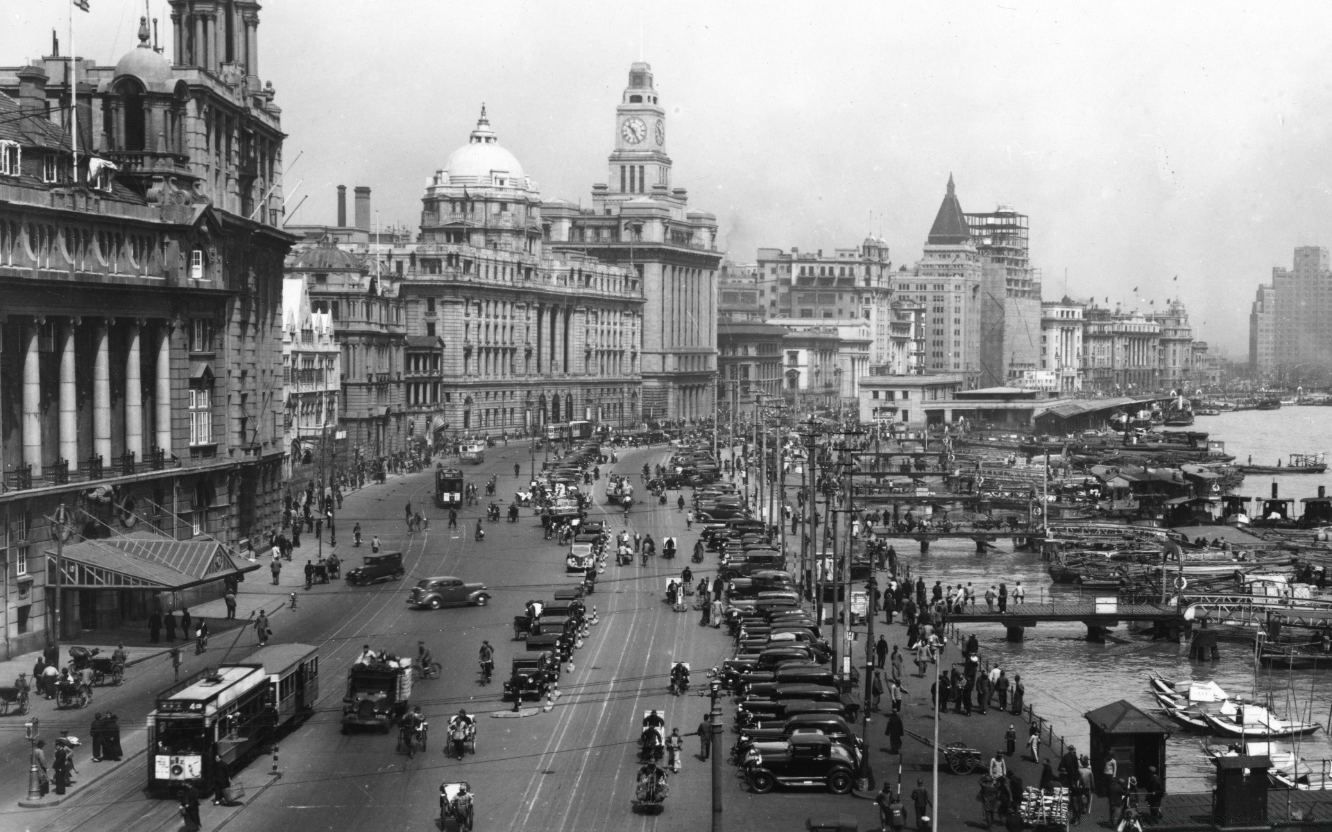 vintage muitos grupo carro rua sistema de transporte monocromático administração casa cidade