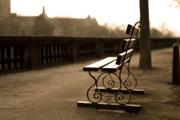 Vintage photo of a city bench