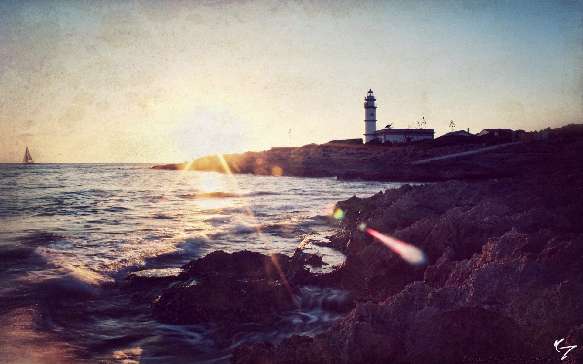 vintage eau océan mer plage coucher de soleil mer aube paysage bateau soirée phare paysage surf crépuscule lumière voyage vacances en plein air voiture