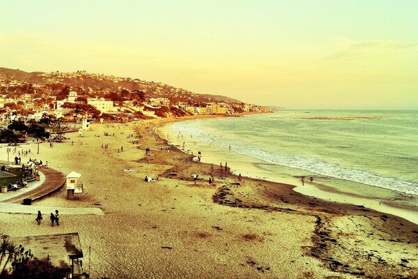 Vintage sea beach landscape