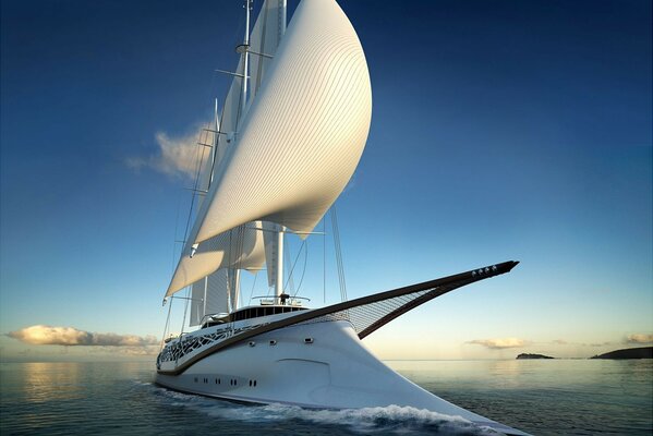 Fantastic ocean yacht with a long nose