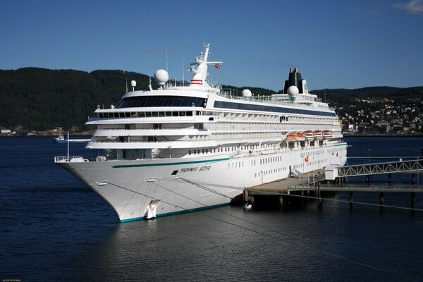 Big white liner in the port