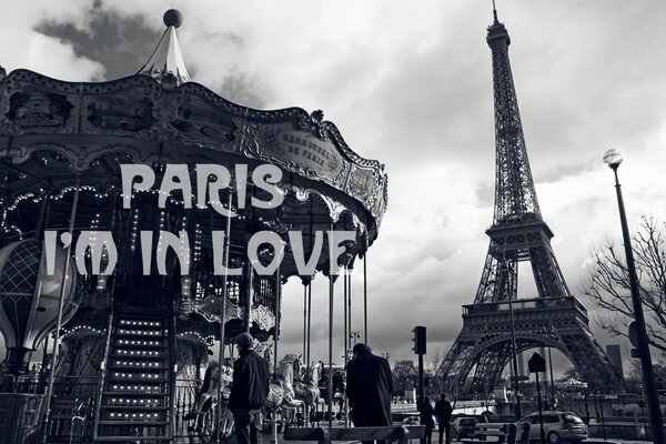 Paris, a Torre Eiffel em um fundo cinza