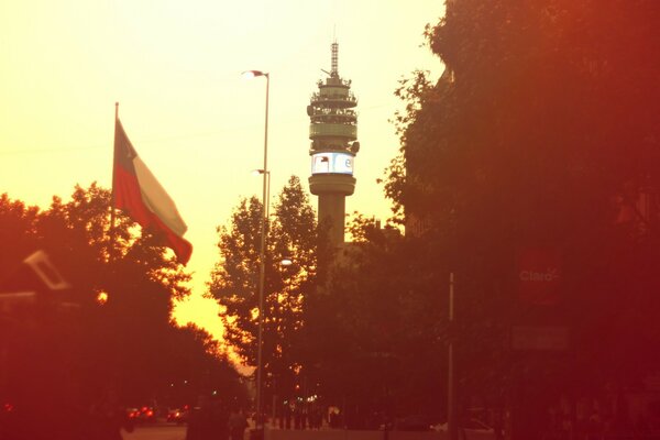 Flagge des europäischen Landes, Fernsehturm