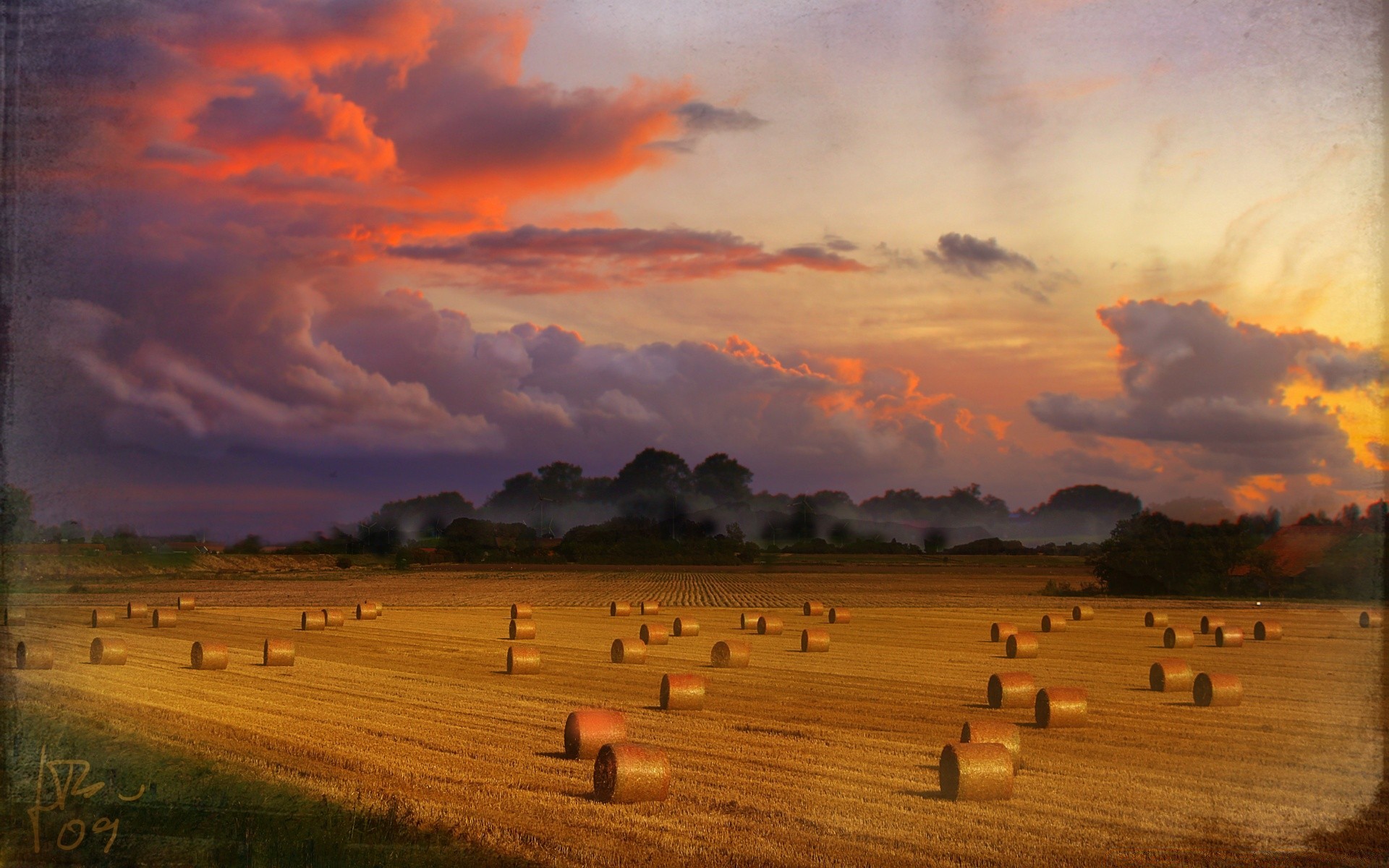 jahrgang sonnenuntergang dämmerung abend himmel landschaft im freien landwirtschaft sonne dämmerung natur bauernhof