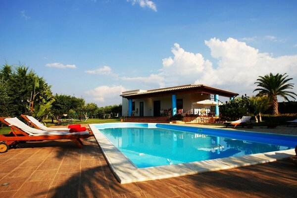 Beautiful villa with a transparent pool