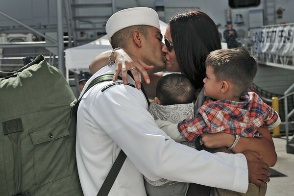 Abschied eines Infanteristen von seiner Familie