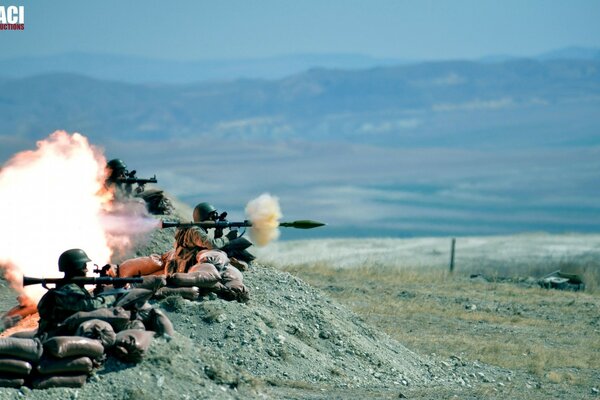 The military shoot weapons on high ground